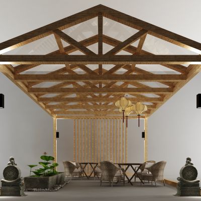 新中式廊架木结构