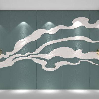 新中式背景墙 皮雕背景墙 造型墙