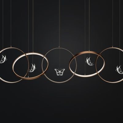 现代餐厅大堂蝴蝶吊灯