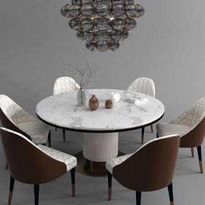 后现代餐桌椅组合 吊灯