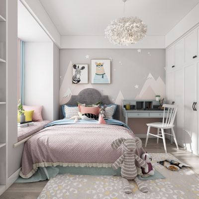 现代卧室女孩房 儿童房