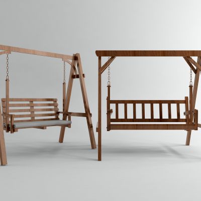 现代实木秋千