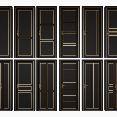 现代卧室单开门 大门组合