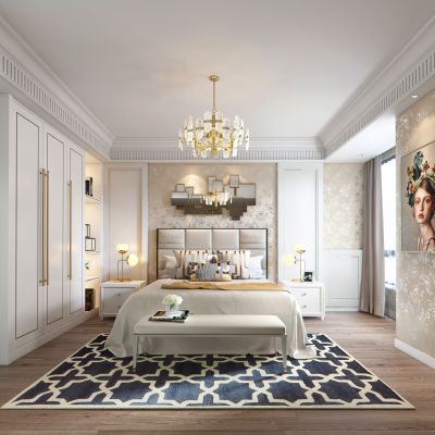 现代轻奢卧室 现代床品组合