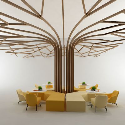 现代柱子 树 沙发茶几组合