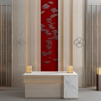新中式接待台 背景墙