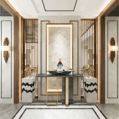 新中式家居别墅玄关