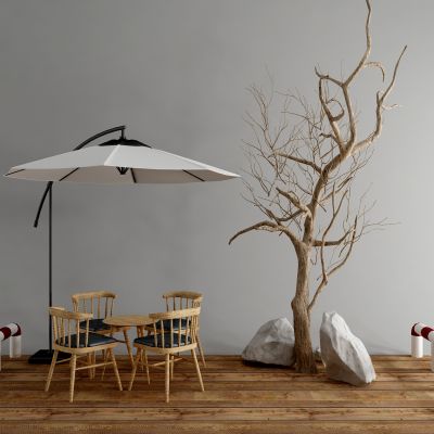 现代休息桌椅 石头干枝组合