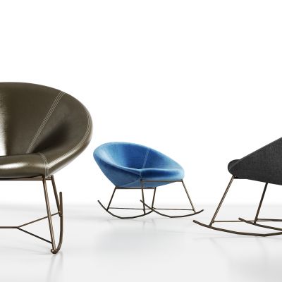 现代金属皮革绒布单椅组合
