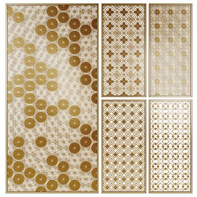 新中式东南亚金属，花格，屏风隔断组合