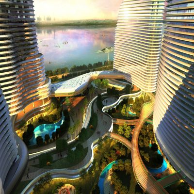 现代高层商业综合体高层酒店办公楼 商业街 购物中心 建筑外观