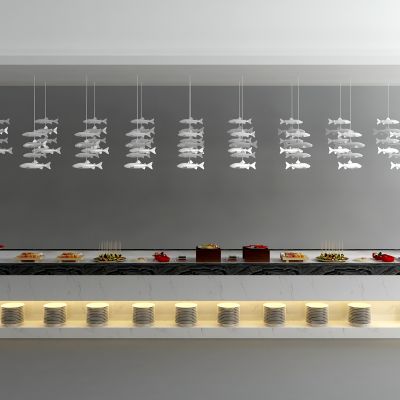 现代自助餐台 餐具