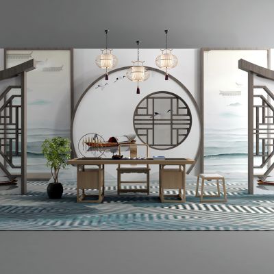 新中式美陈 背景墙