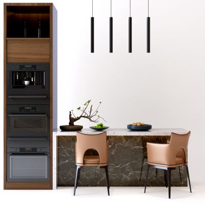 现代吧台 吧椅 吊灯