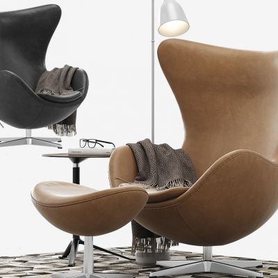 现代椅子 蛋椅 茶几 落地灯