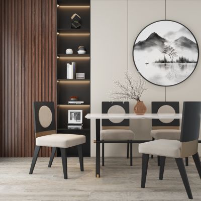 新中式餐厅桌椅组合餐桌椅