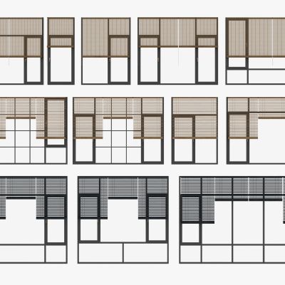 现代铝合金门窗 百叶帘 竹帘组合