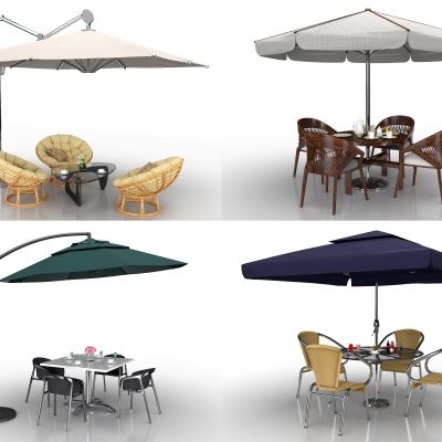 现代户外遮阳伞休闲桌椅藤椅帐篷组合