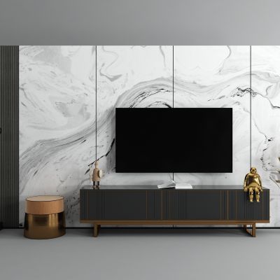 现代电视背景墙 雕塑