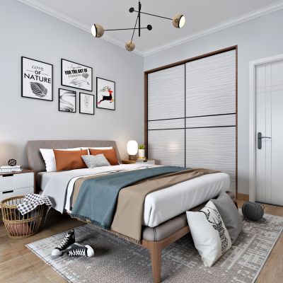 北欧卧室 实木双人床