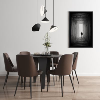 现代圆餐桌椅组合