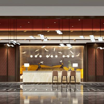 新中式酒店大堂 过道