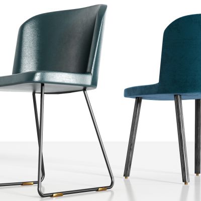 现代实木皮革绒布单椅组合