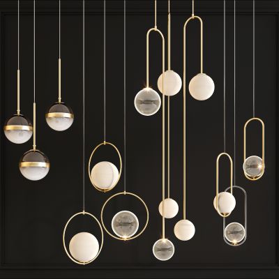 现代吊灯组合 水吧台餐厅 玻璃