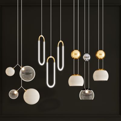 现代吊灯组合 水吧台餐厅 玻璃 后现代金属 客厅