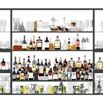 现代酒瓶酒杯组合