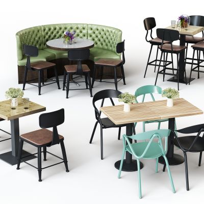 现代休闲桌椅卡座组合