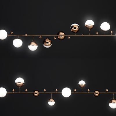 现代轻奢多头金属吊灯组合