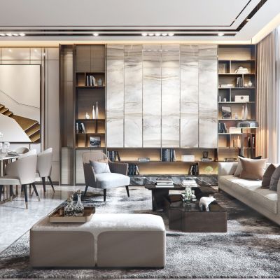 现代轻奢客厅餐厅