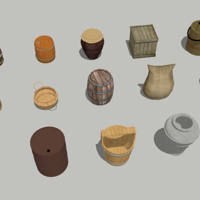 中式酒桶 油桶 水缸 木桶 陶罐