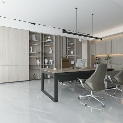 现代总经理，总裁，董事长办公室，领导办公室，老板办公室，书柜，茶水柜，老板台