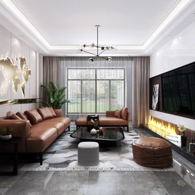 现代轻奢客厅 沙发茶几组合 餐桌椅组合