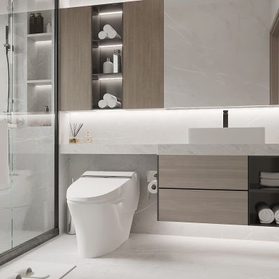 现代卫生间，卫浴用品，淋浴房，马桶，浴室柜，水盆，镜柜