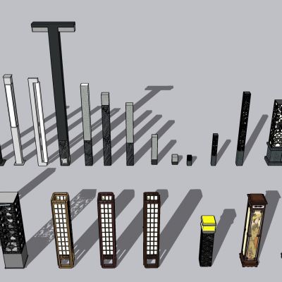地灯 景光灯   路灯 壁灯SU模型