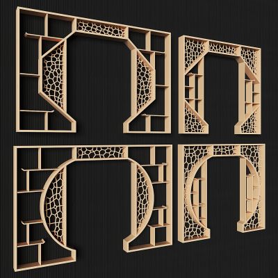 中式月亮门博古架