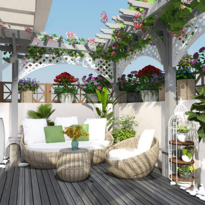 现代风格别墅露台SU模型