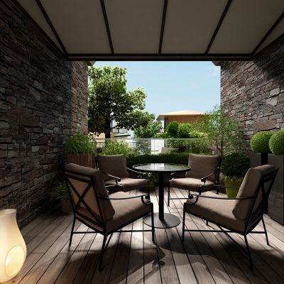 现代别墅顶层花园