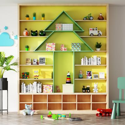 现代儿童书柜 装饰边柜
