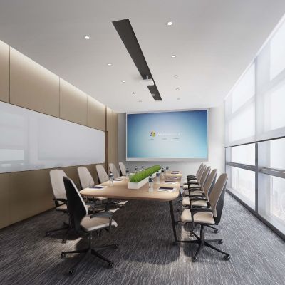 现代办公室大会议室效果图
