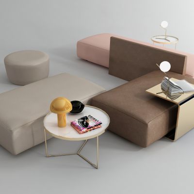 现代办公休闲沙发 边几