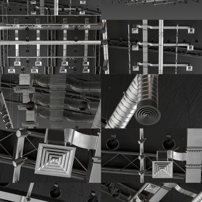 现代通风管道 排风管 吊顶组合