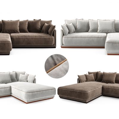 现代布艺多人沙发
