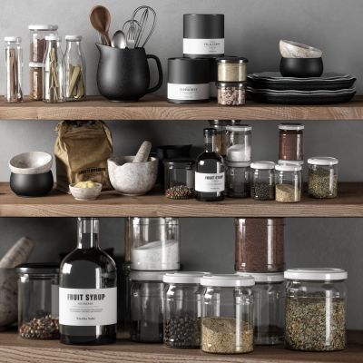 北欧厨房用品 餐具 调料 香料 容器 食物 组合