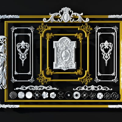 欧式法式石膏雕花线条，护墙板角花罗马柱