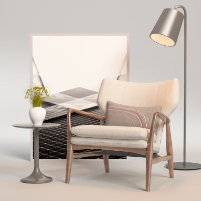 北欧单椅 边几组合