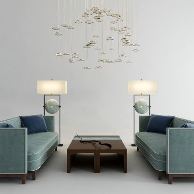 新中式沙发茶几灯具